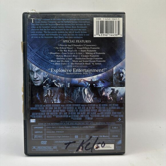 Underworld Evolution DVD Widescreen Special Edition Rated R Kate Beckinsale - Picture 2 of 3